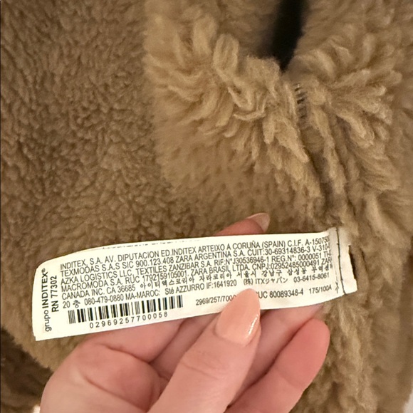 Zara Chocolate Brown Teddy Jacket with Cream Shearling - Picture 3 of 5